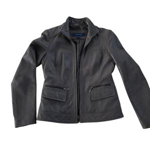 Cole Haan Women's Black Jacket, Genuine leather, Gray, Size S